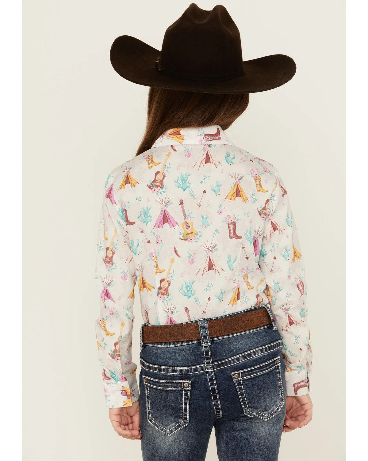 Product Name:  Cruel Girl Girls' Conversation Print Long Sleeve Pearl Snap Western Shirt