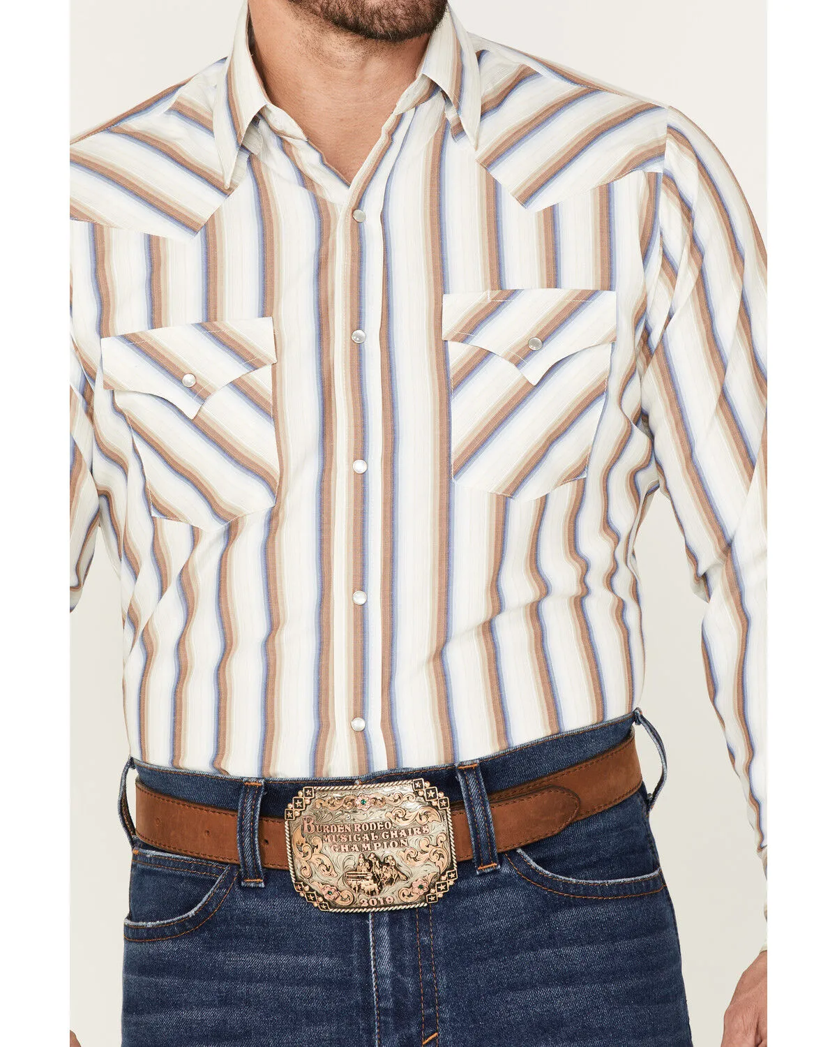 Product Name:  Ely Walker Men's Striped Long Sleeve Pearl Snap Western Shirt