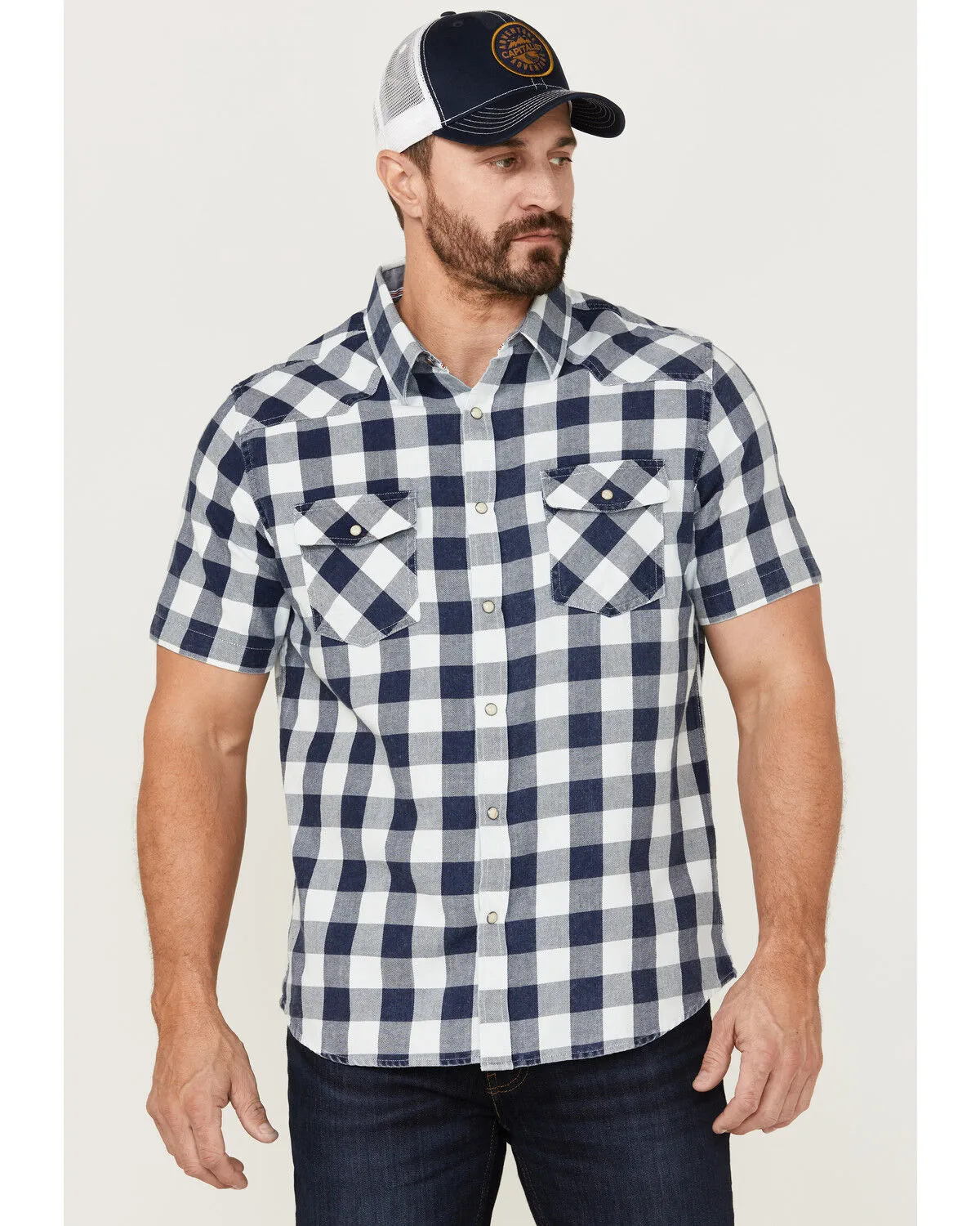 Product Name:  Flag & Anthem Men's McLennan Vintage Plaid Short Sleeve Snap Western Shirt