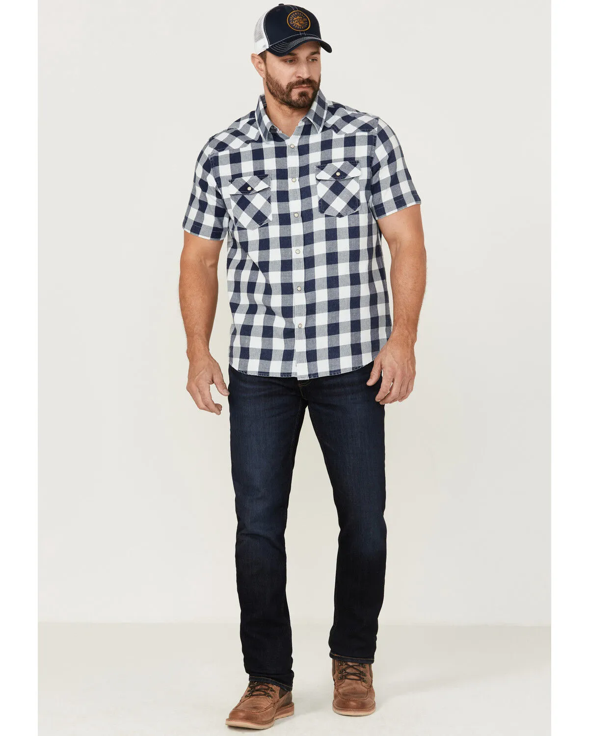 Product Name:  Flag & Anthem Men's McLennan Vintage Plaid Short Sleeve Snap Western Shirt