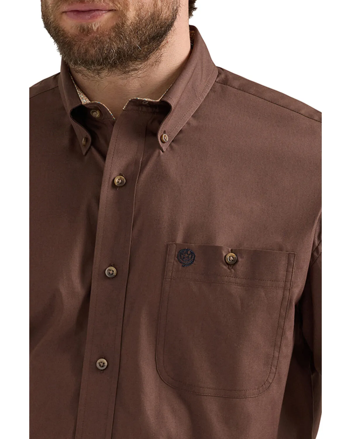 Product Name:  George Strait by Wrangler Men's Solid Long Sleeve Button-Down Stretch Western Shirt - Big