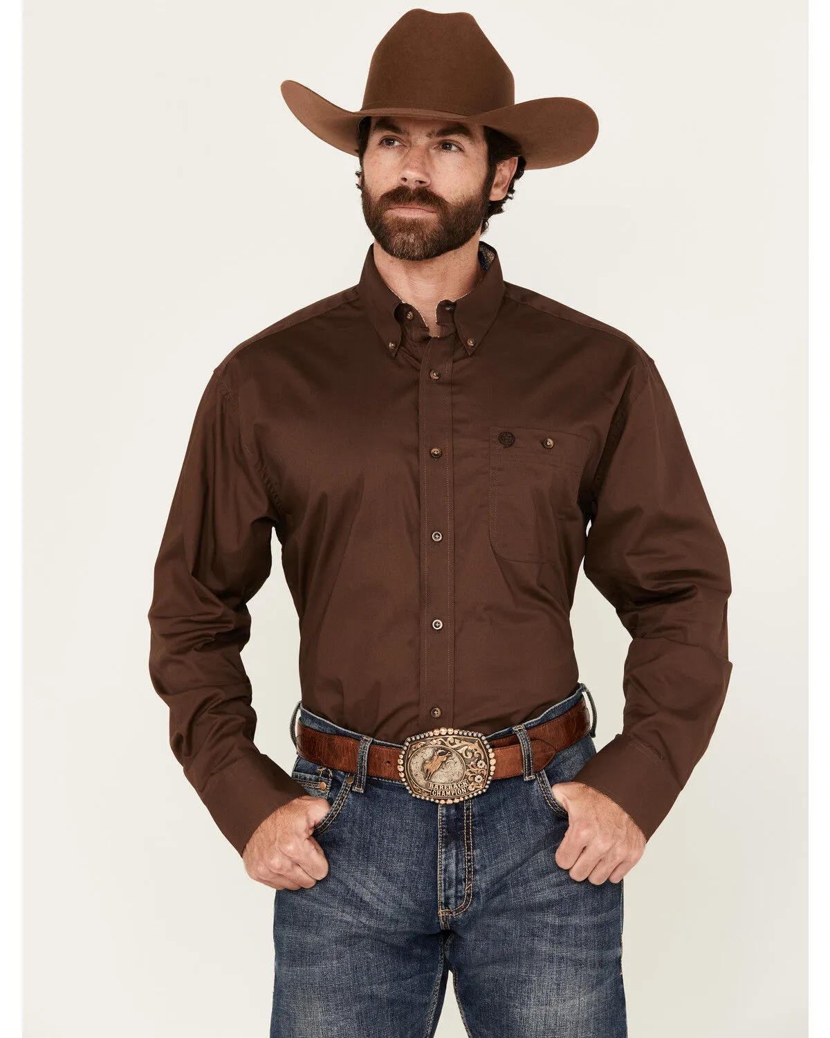 Product Name:  George Strait by Wrangler Men's Solid Long Sleeve Button-Down Stretch Western Shirt