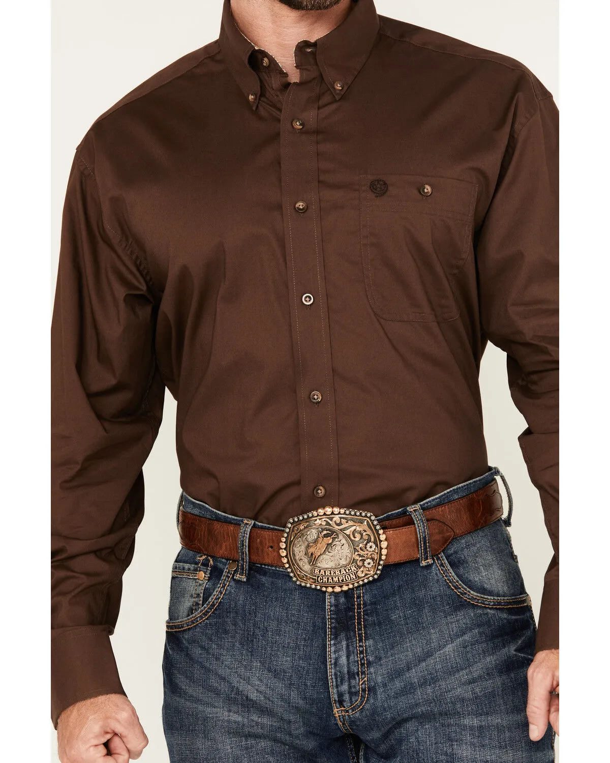 Product Name:  George Strait by Wrangler Men's Solid Long Sleeve Button-Down Stretch Western Shirt