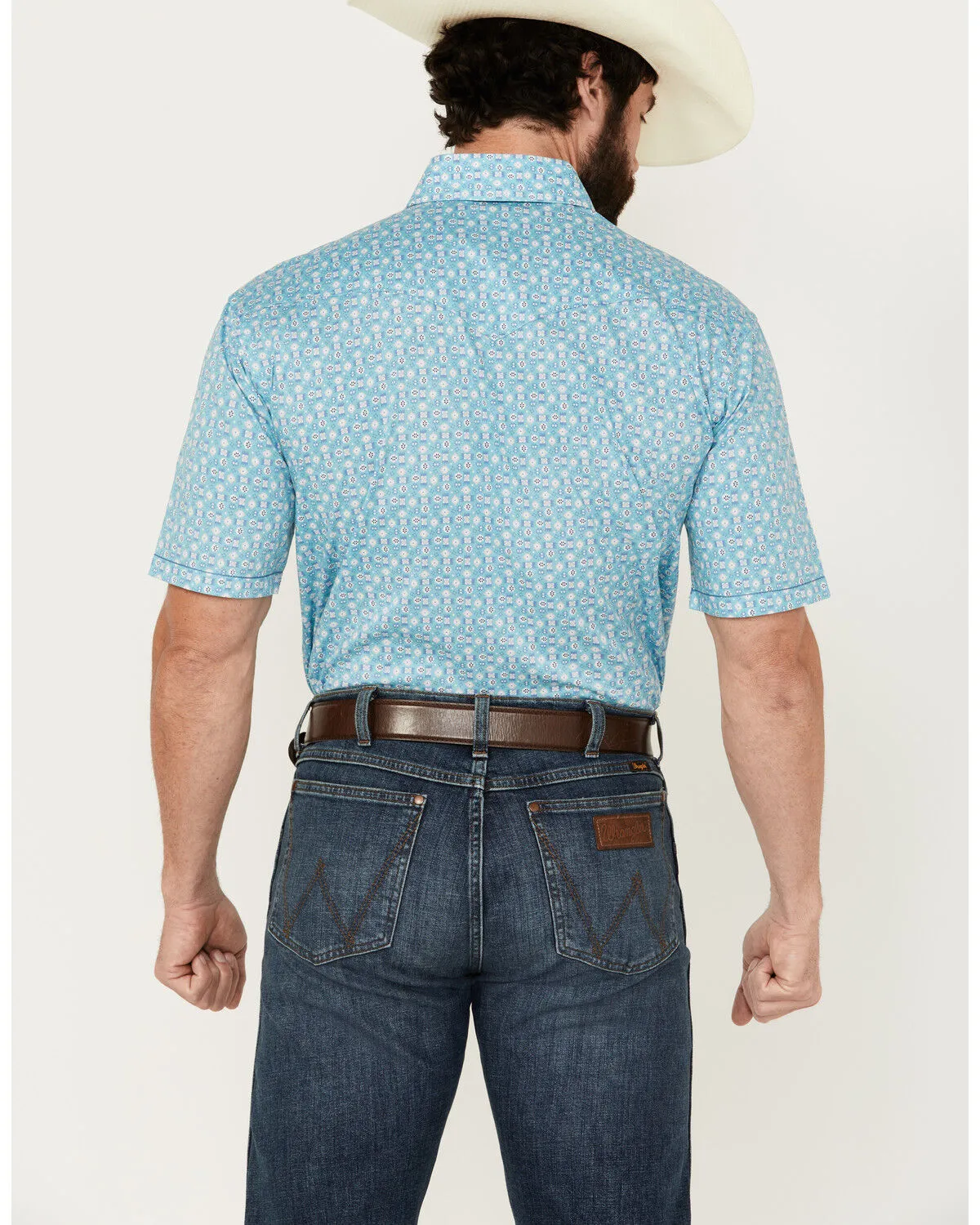 Product Name:  Panhandle Men's Southwestern Print Short Sleeve Pearl Snap Stretch Western Shirt