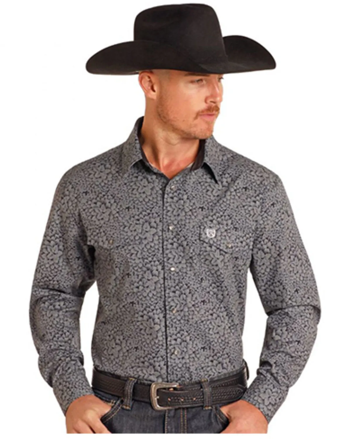 Product Name:  Panhandle Select Men's Floral print Long Sleeve Snap Western Shirt - Tall