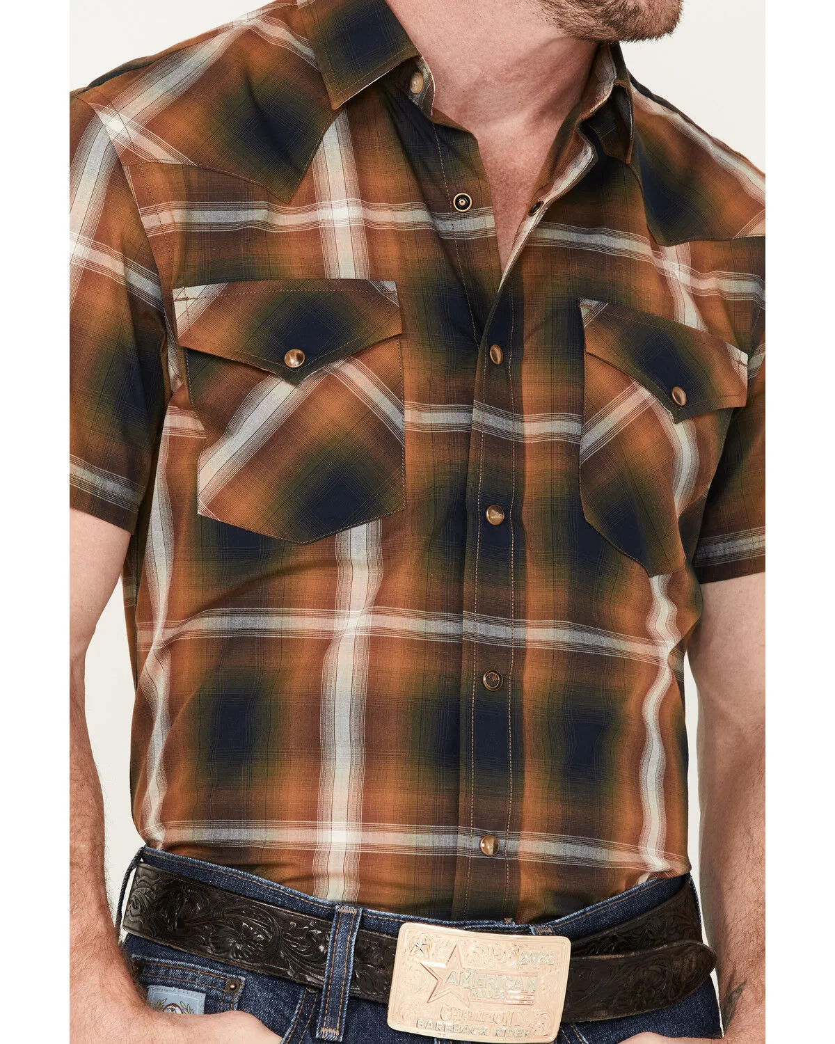 Product Name:  Pendleton Men's Frontier Large Plaid Short Sleeve Western Shirt