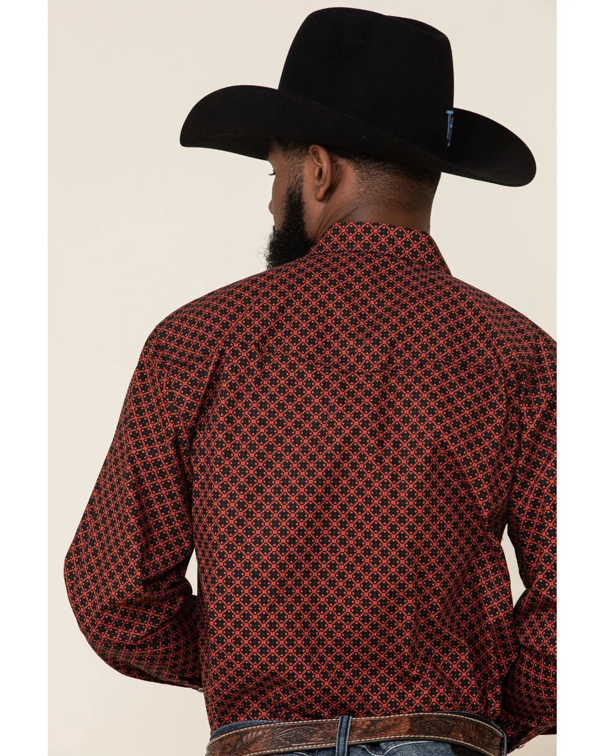 Product Name:  Resistol Men's Red Camden Geo Print Long Sleeve Western Shirt