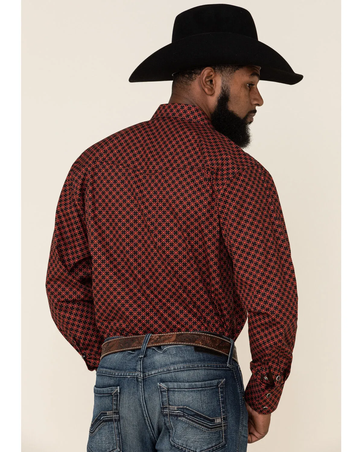 Product Name:  Resistol Men's Red Camden Geo Print Long Sleeve Western Shirt