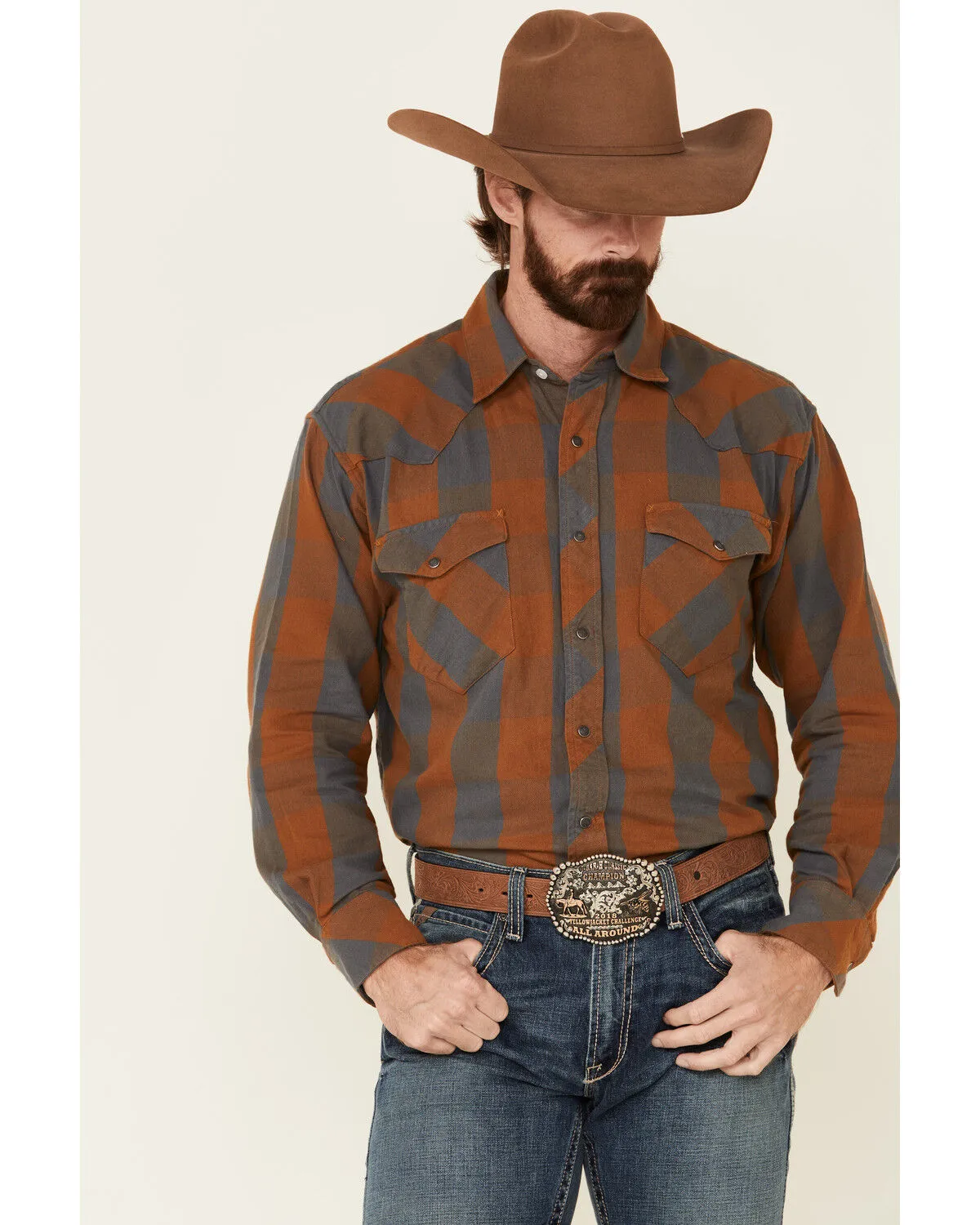 Product Name:  Resistol Men's Red Evans Large Plaid Long Sleeve Western Shirt