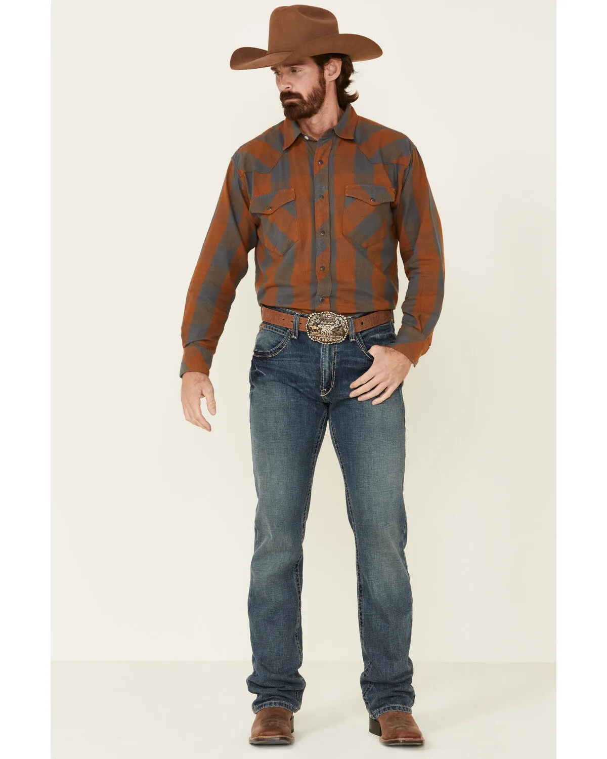 Product Name:  Resistol Men's Red Evans Large Plaid Long Sleeve Western Shirt