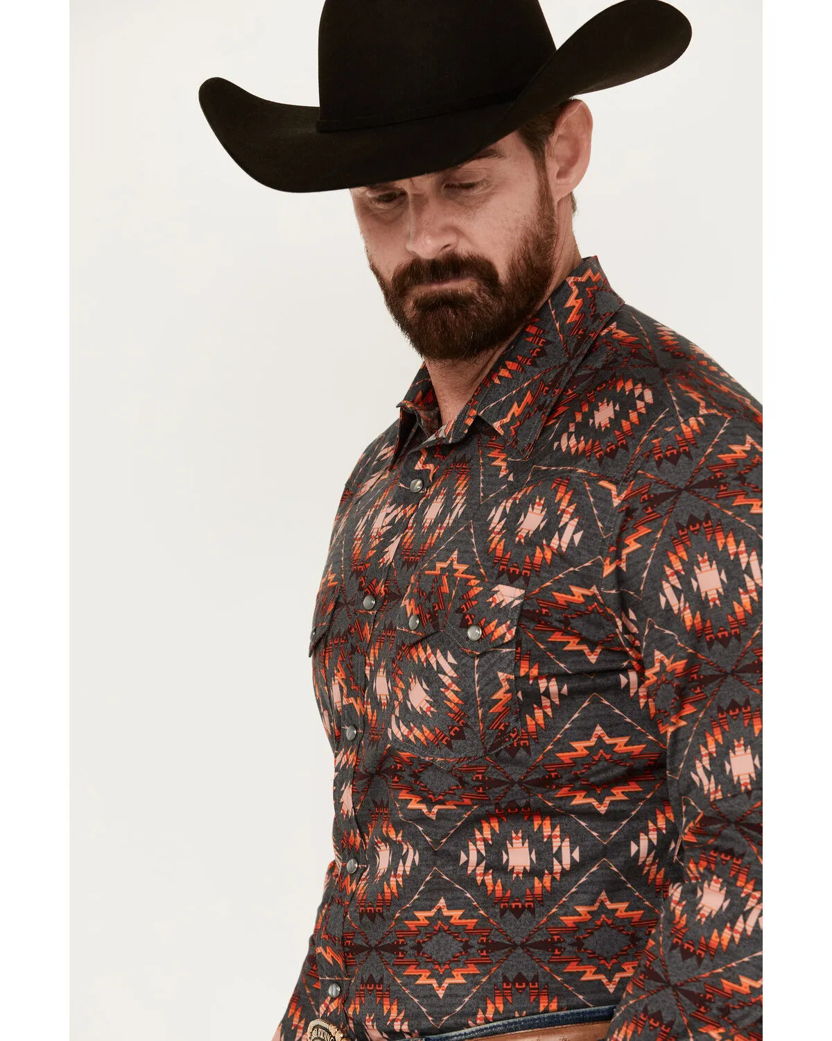 Product Name:  Rock & Roll Denim Men's Southwestern Print Long Sleeve Pearl Snap Stretch Western Shirt