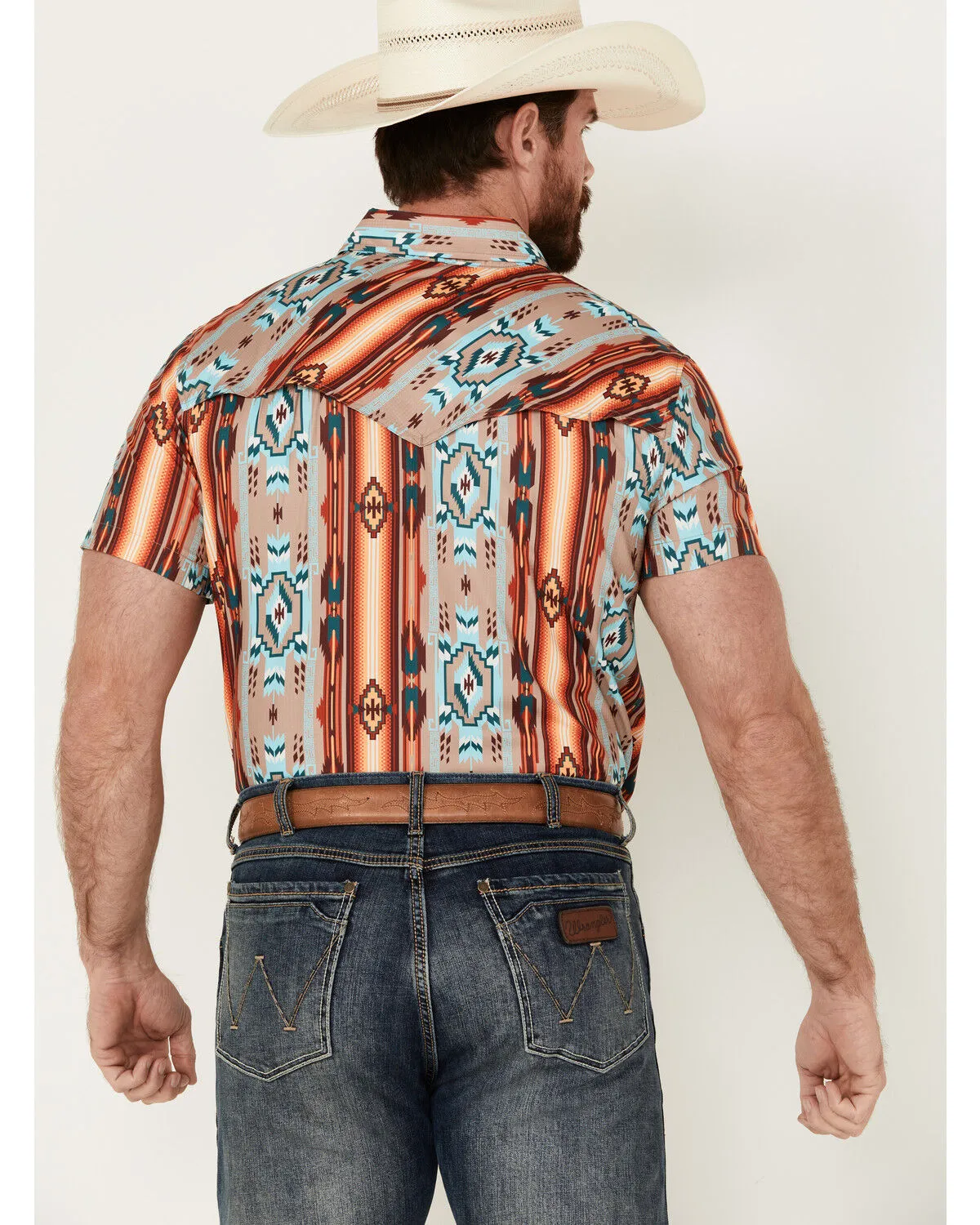 Product Name:  Rock & Roll Denim Men's Southwestern Short Sleeve Pearl Snap Western Shirt