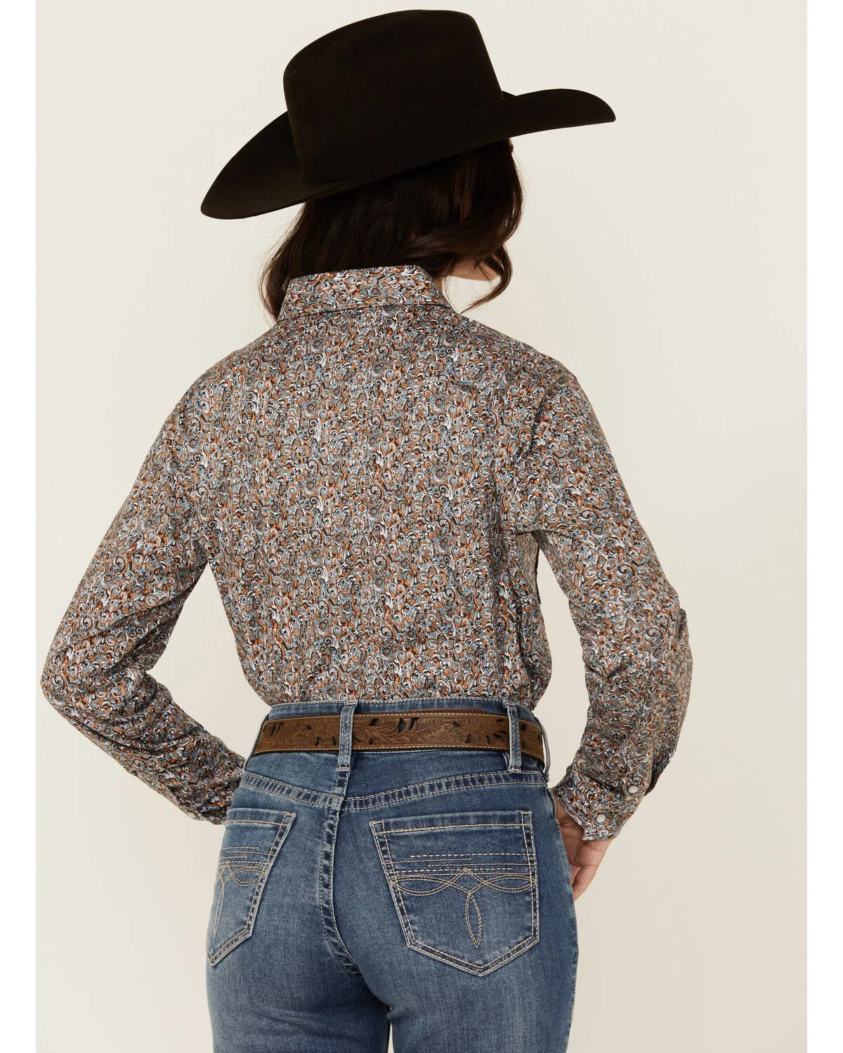 Product Name:  Rough Stock by Panhandle Women's Paisley Print Long Sleeve Snap Western Shirt