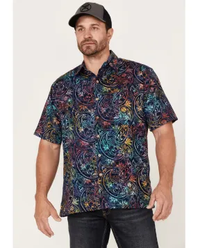 Product Name:  Scully Men's Paisley Floral Print Short Sleeve Button Down Western Shirt