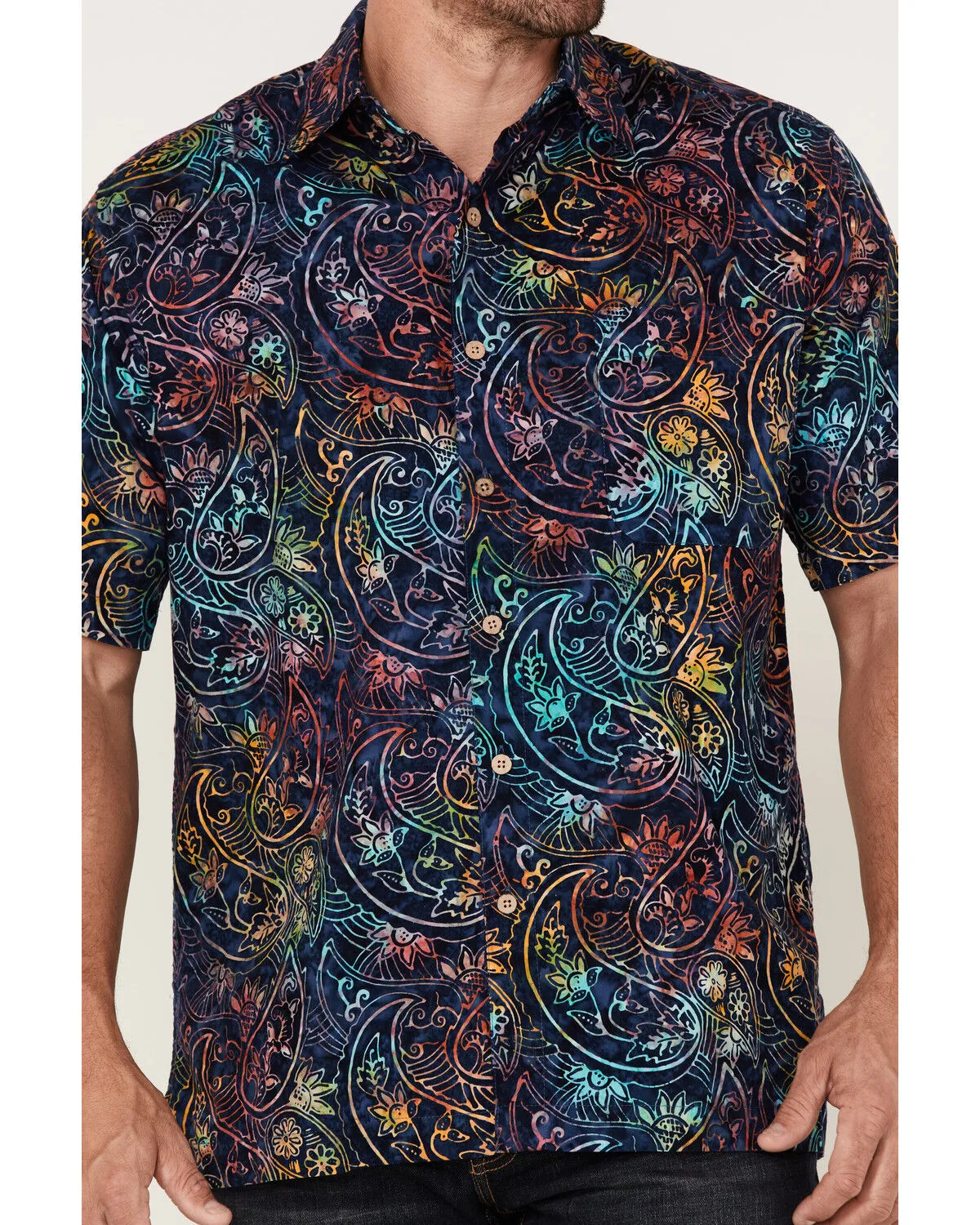 Product Name:  Scully Men's Paisley Floral Print Short Sleeve Button Down Western Shirt