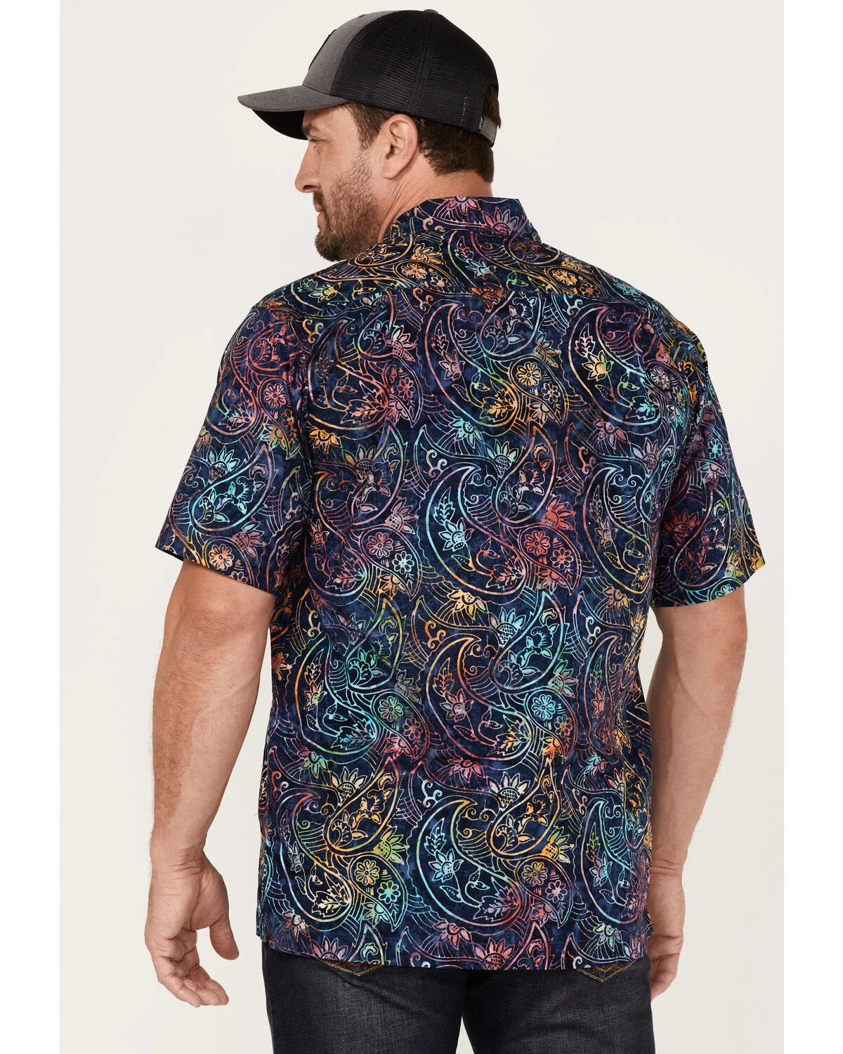 Product Name:  Scully Men's Paisley Floral Print Short Sleeve Button Down Western Shirt