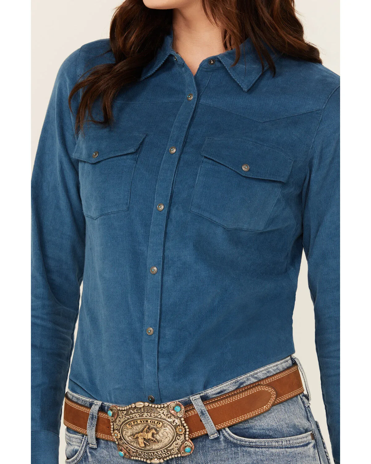 Product Name:  Shyanne Ranch Women's Wale Corduroy Long Sleeve Snap Western Shirt