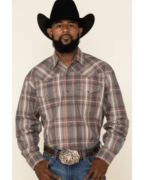 Product Name:  Stetson Men's Gray Adobe Large Plaid Long Sleeve Western Shirt