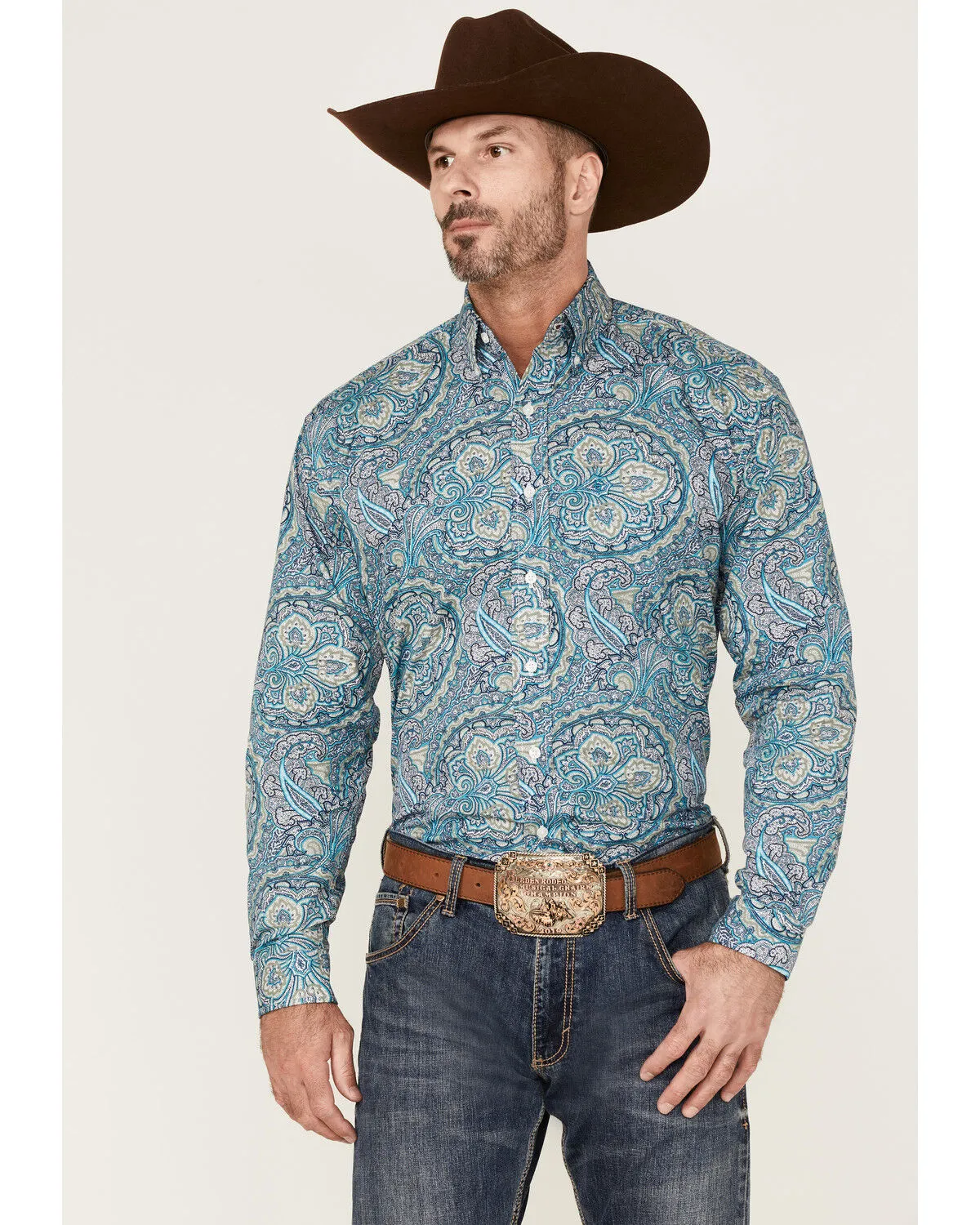 Product Name:  Stetson Men's Paisley Print Long Sleeve Button Down Western Shirt