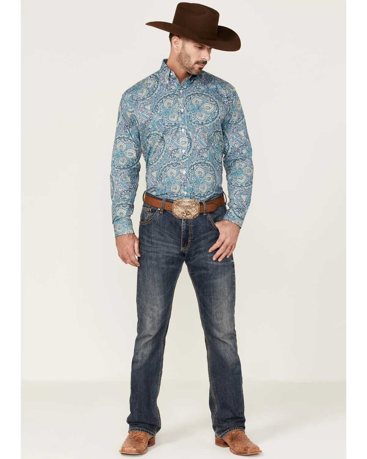 Product Name:  Stetson Men's Paisley Print Long Sleeve Button Down Western Shirt