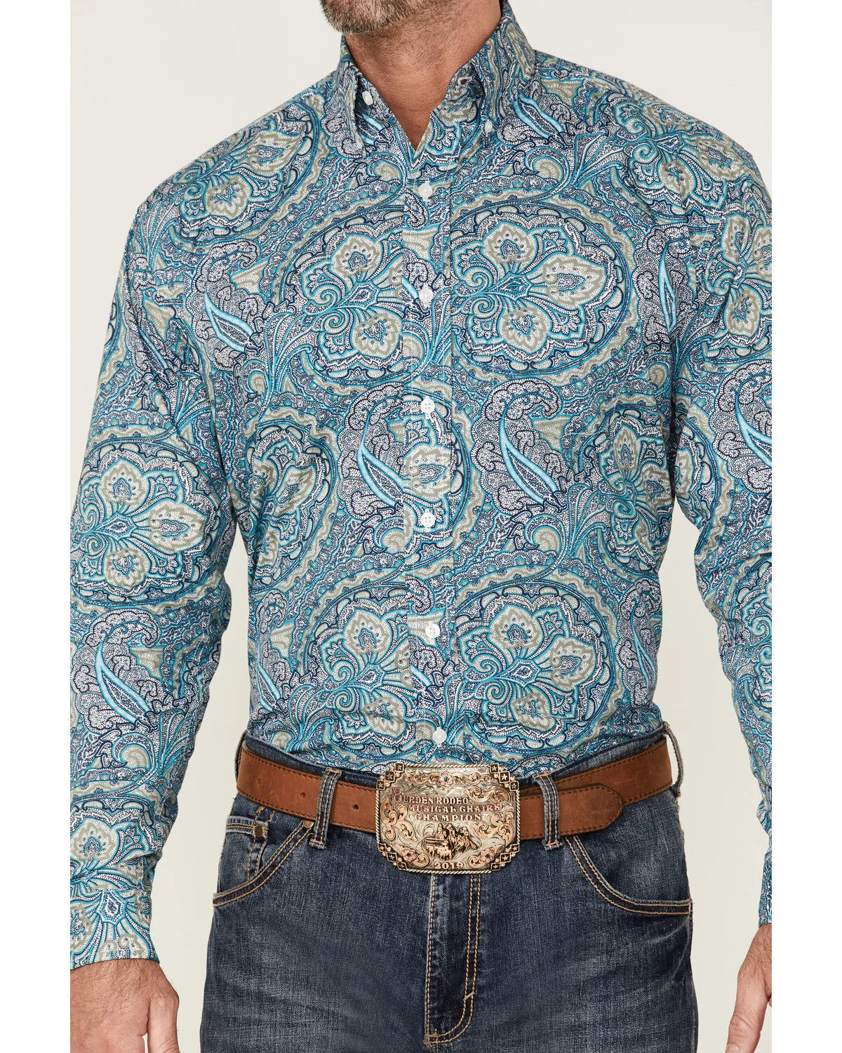 Product Name:  Stetson Men's Paisley Print Long Sleeve Button Down Western Shirt