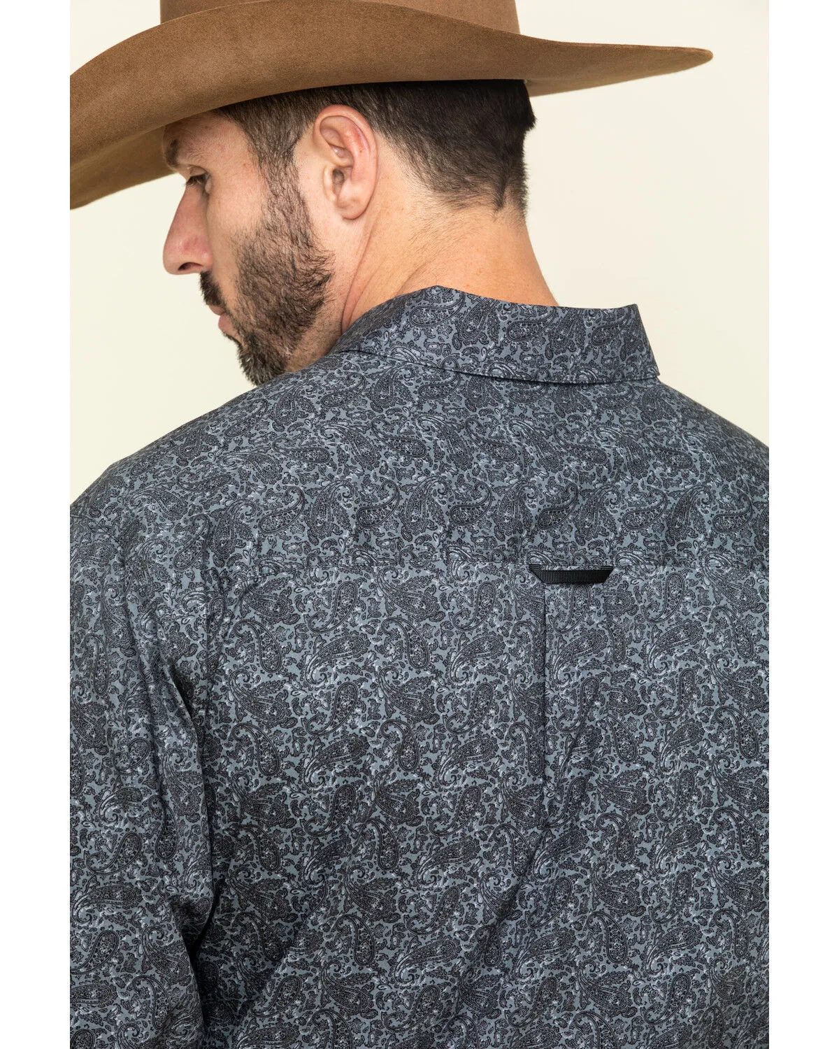 Product Name:  Tuf Cooper Men's Black Stretch Paisley Poplin Print Long Sleeve Western Shirt