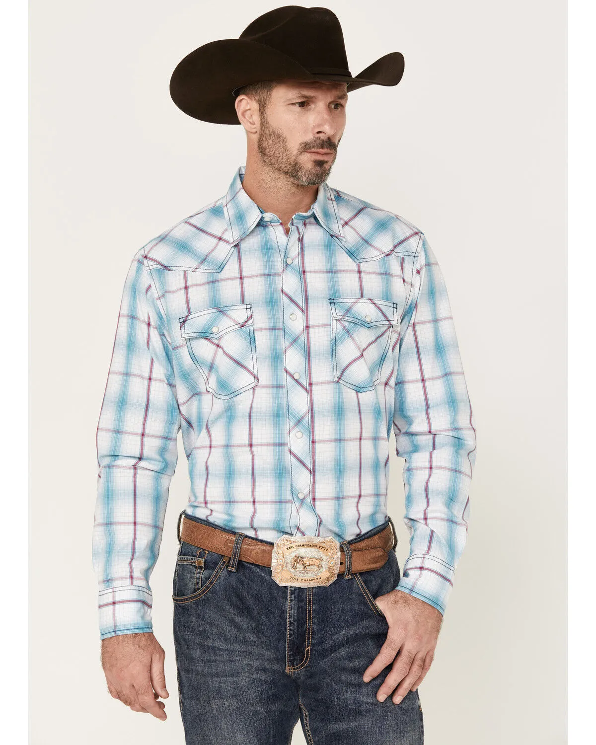 Product Name:  Wrangler 20x Men's Plaid Print Long Sleeve Snap Western Shirt