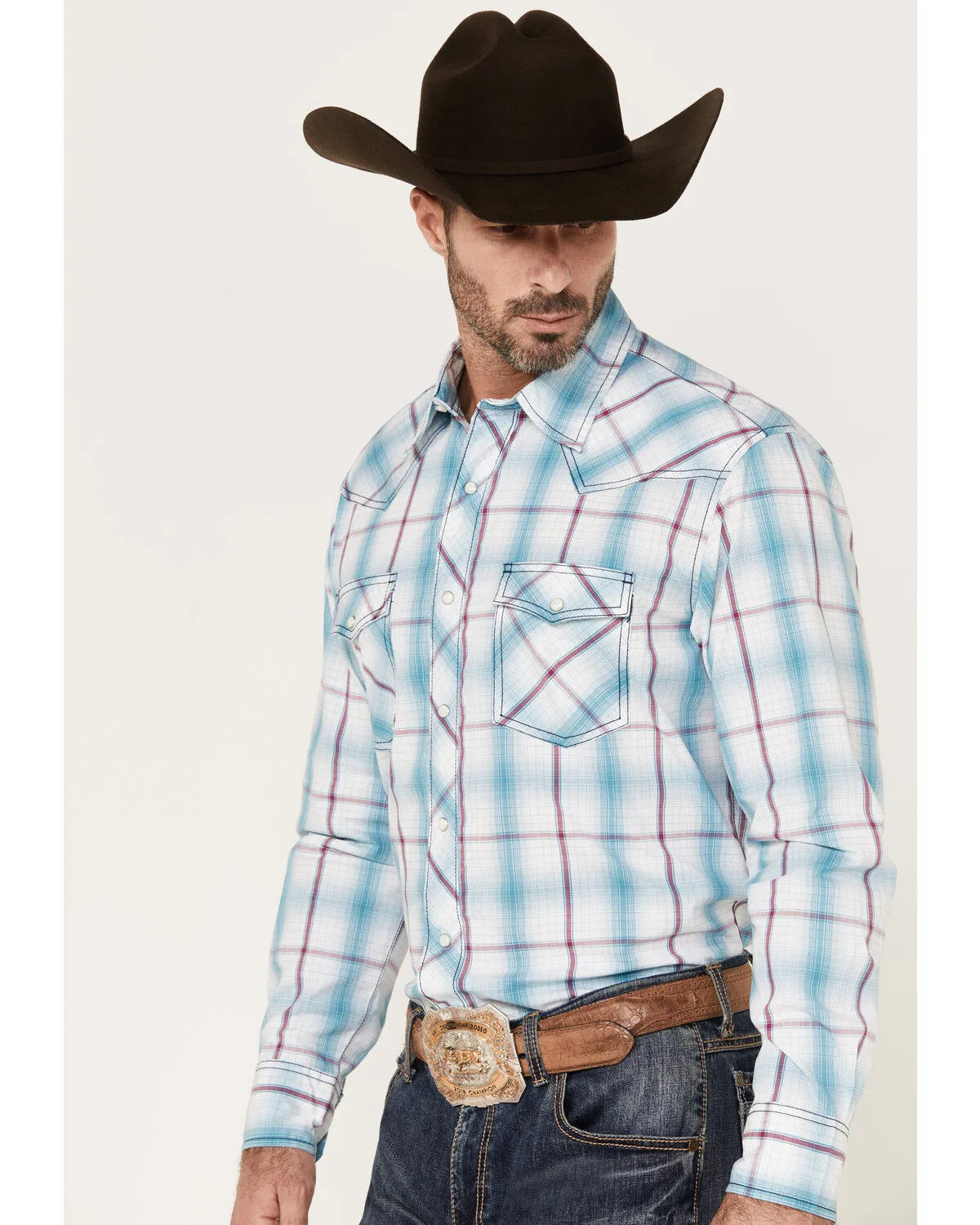 Product Name:  Wrangler 20x Men's Plaid Print Long Sleeve Snap Western Shirt