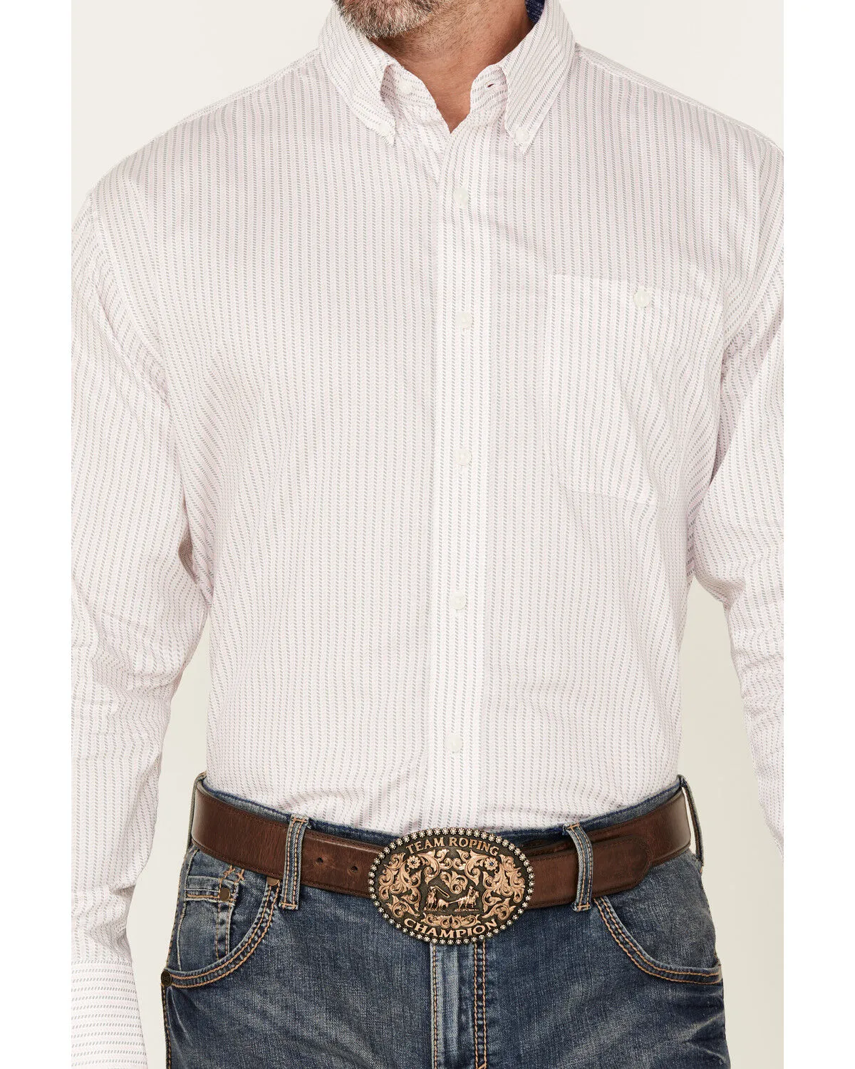 Product Name:  Wrangler Men's Bucking Cancer Geo Print Long Sleeve Button-Down Western Shirt