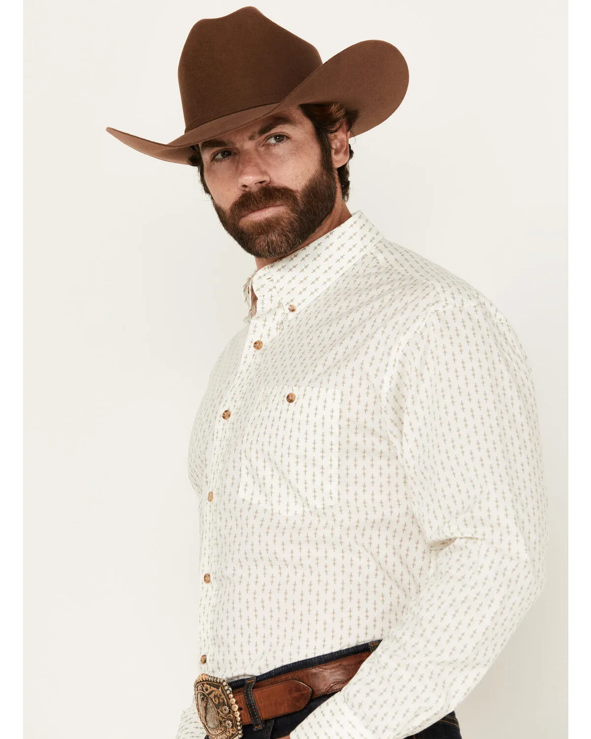 Product Name:  Wrangler Men's Classics Geo Print Long Sleeve Button-Down Western Shirt - Big