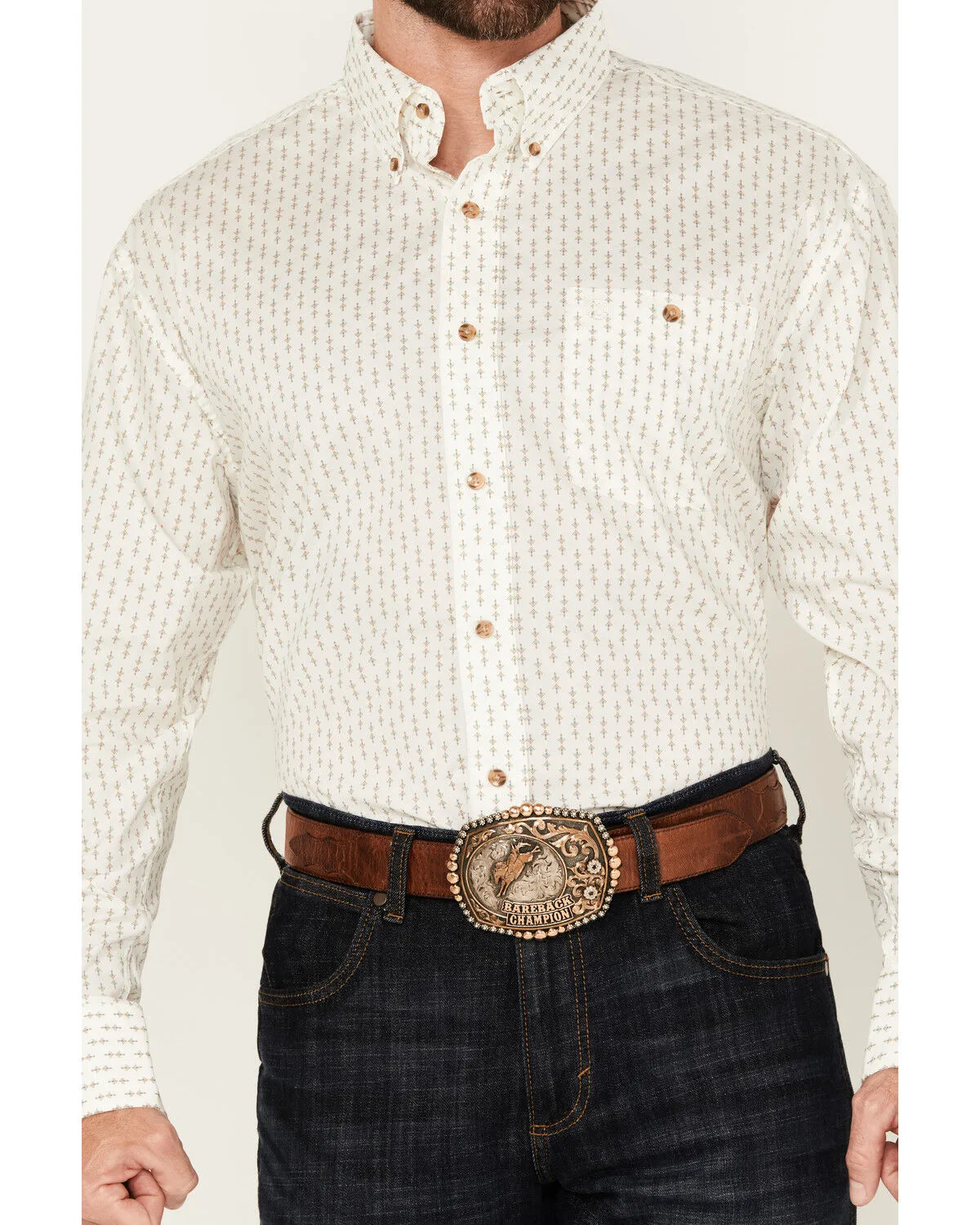 Product Name:  Wrangler Men's Classics Geo Print Long Sleeve Button-Down Western Shirt - Big