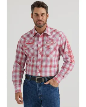 Product Name:  Wrangler Men's PBR Logo Plaid Print Long Sleeve Snap Western Shirt - Tall