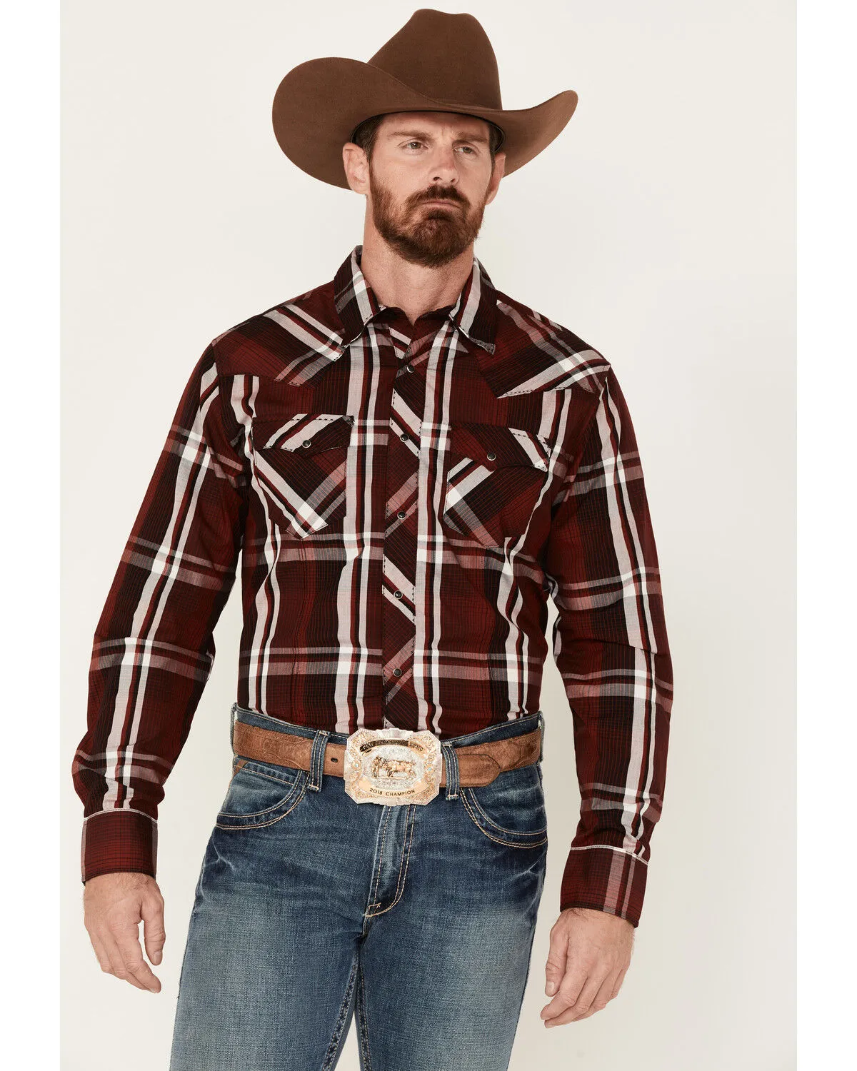 Product Name:  Wrangler Men's Plaid Print Long Sleeve Snap Western Shirt