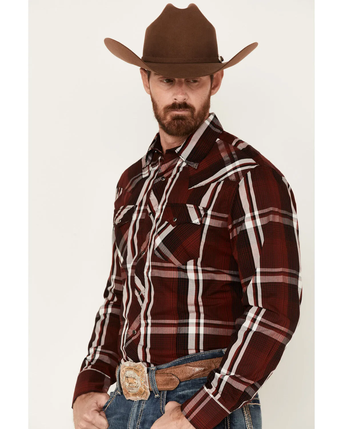 Product Name:  Wrangler Men's Plaid Print Long Sleeve Snap Western Shirt