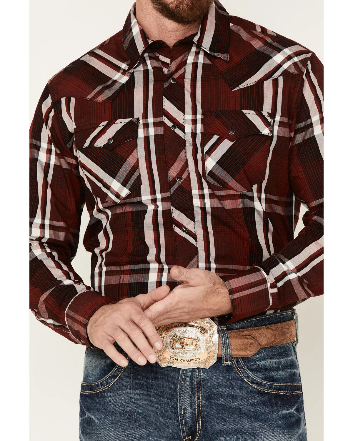 Product Name:  Wrangler Men's Plaid Print Long Sleeve Snap Western Shirt