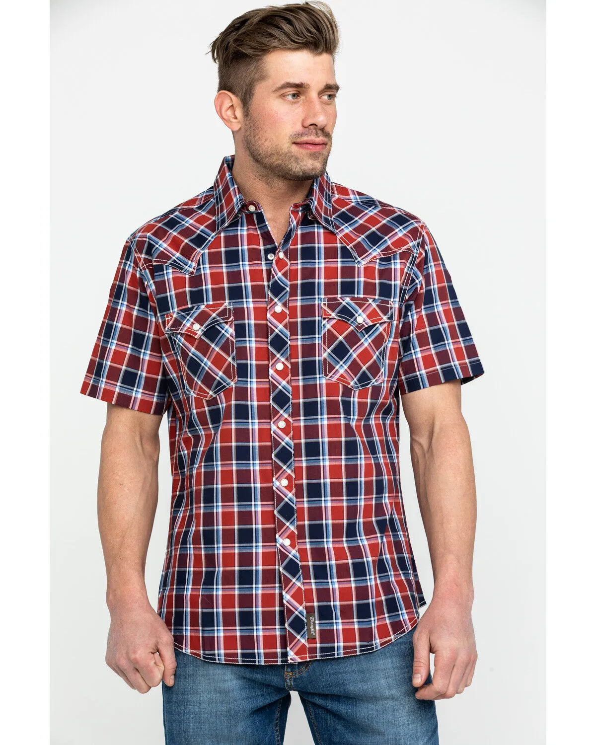 Product Name:  Wrangler Retro Men's Premium Plaid Print Short Sleeve Western Shirt