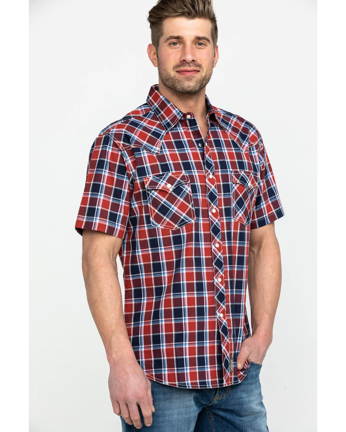 Product Name:  Wrangler Retro Men's Premium Plaid Print Short Sleeve Western Shirt