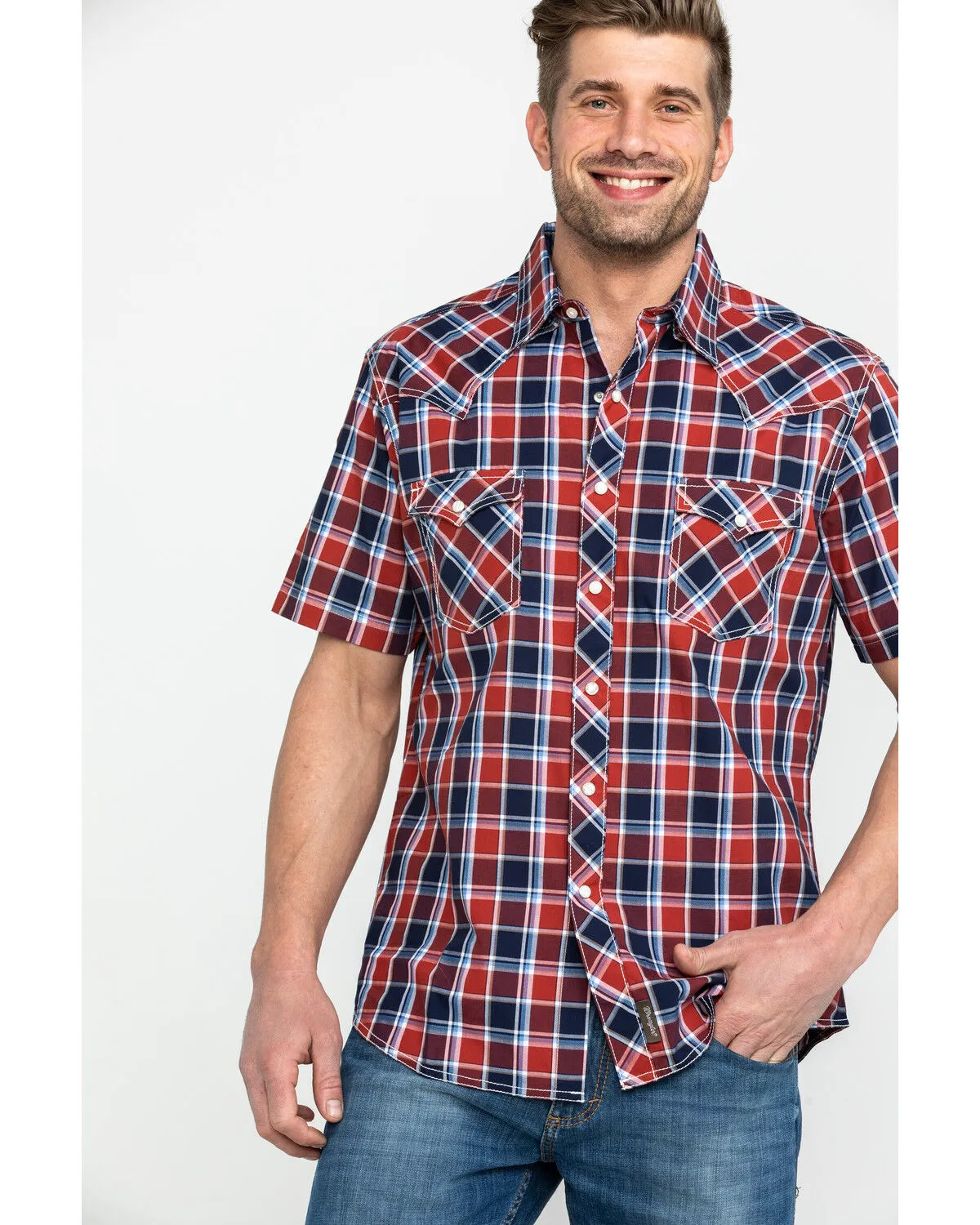 Product Name:  Wrangler Retro Men's Premium Plaid Print Short Sleeve Western Shirt