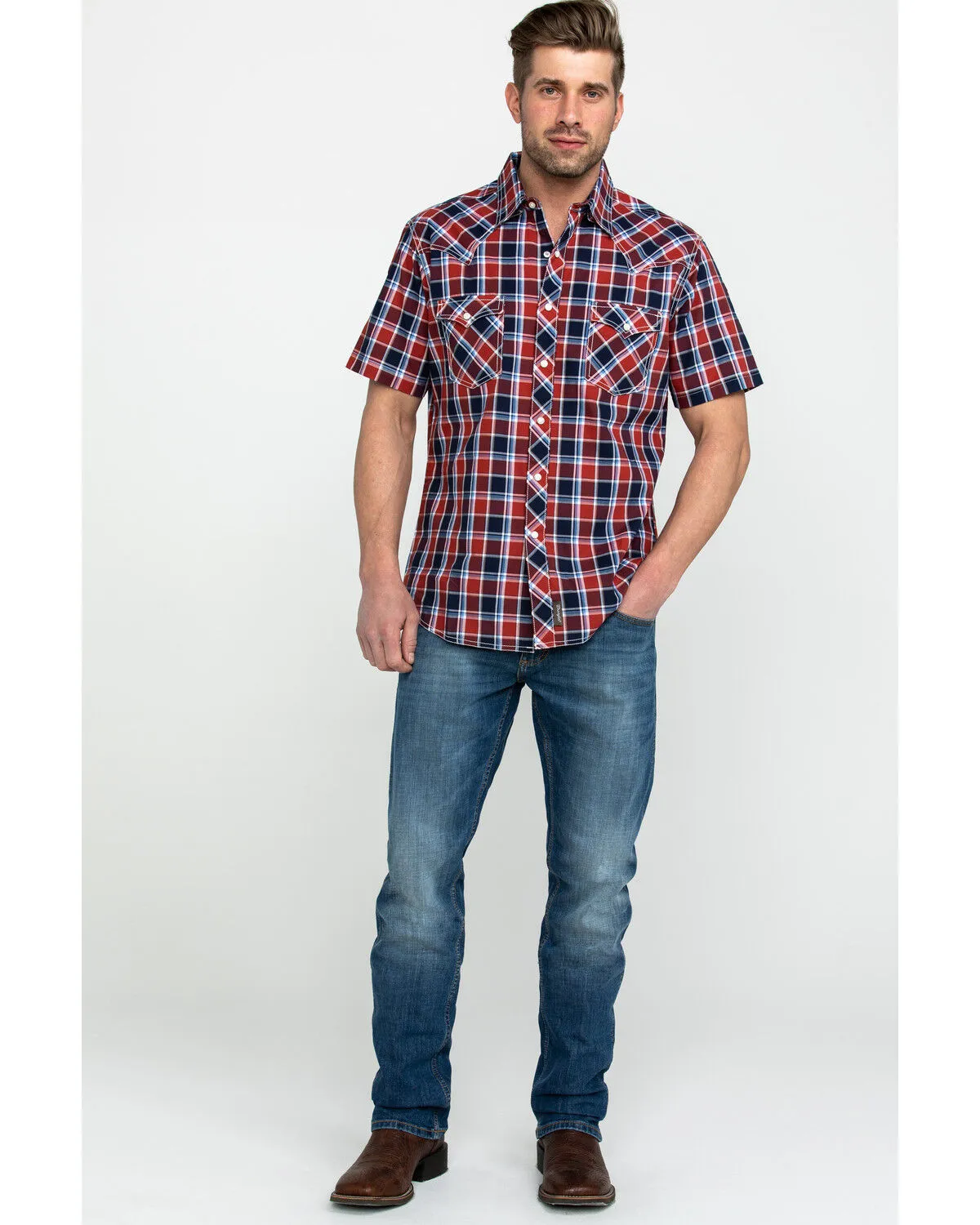 Product Name:  Wrangler Retro Men's Premium Plaid Print Short Sleeve Western Shirt