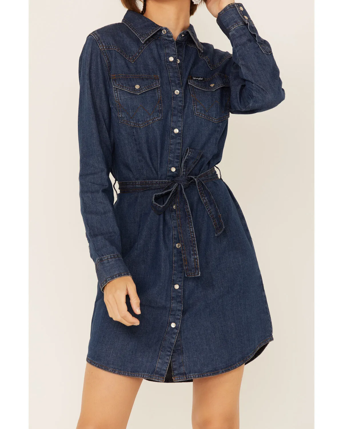 Product Name:  Wrangler Women's Dark Denim Washed Long Sleeve Western Shirt Dress