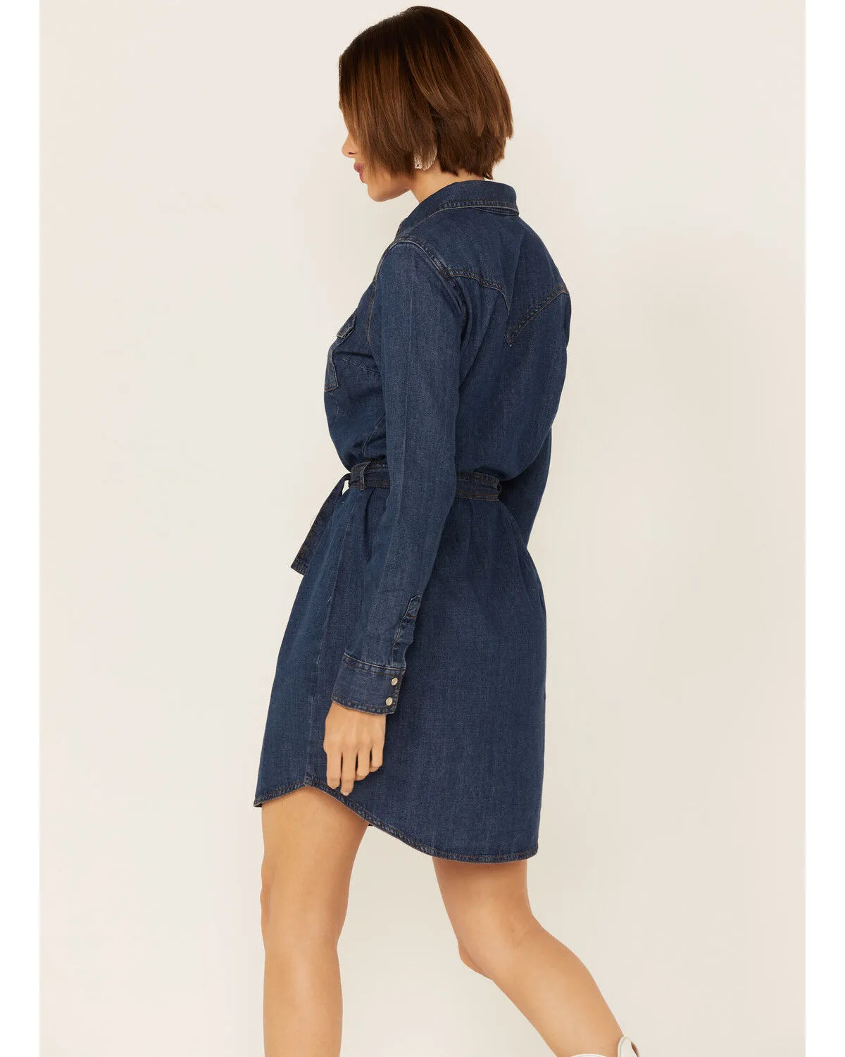 Product Name:  Wrangler Women's Dark Denim Washed Long Sleeve Western Shirt Dress