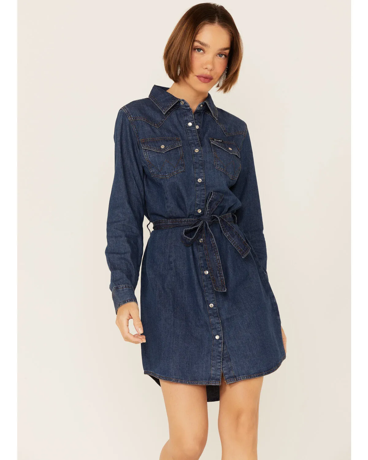 Product Name:  Wrangler Women's Dark Denim Washed Long Sleeve Western Shirt Dress