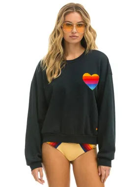 Rainbow Heart Stitch Sweatshirt - Charcoal