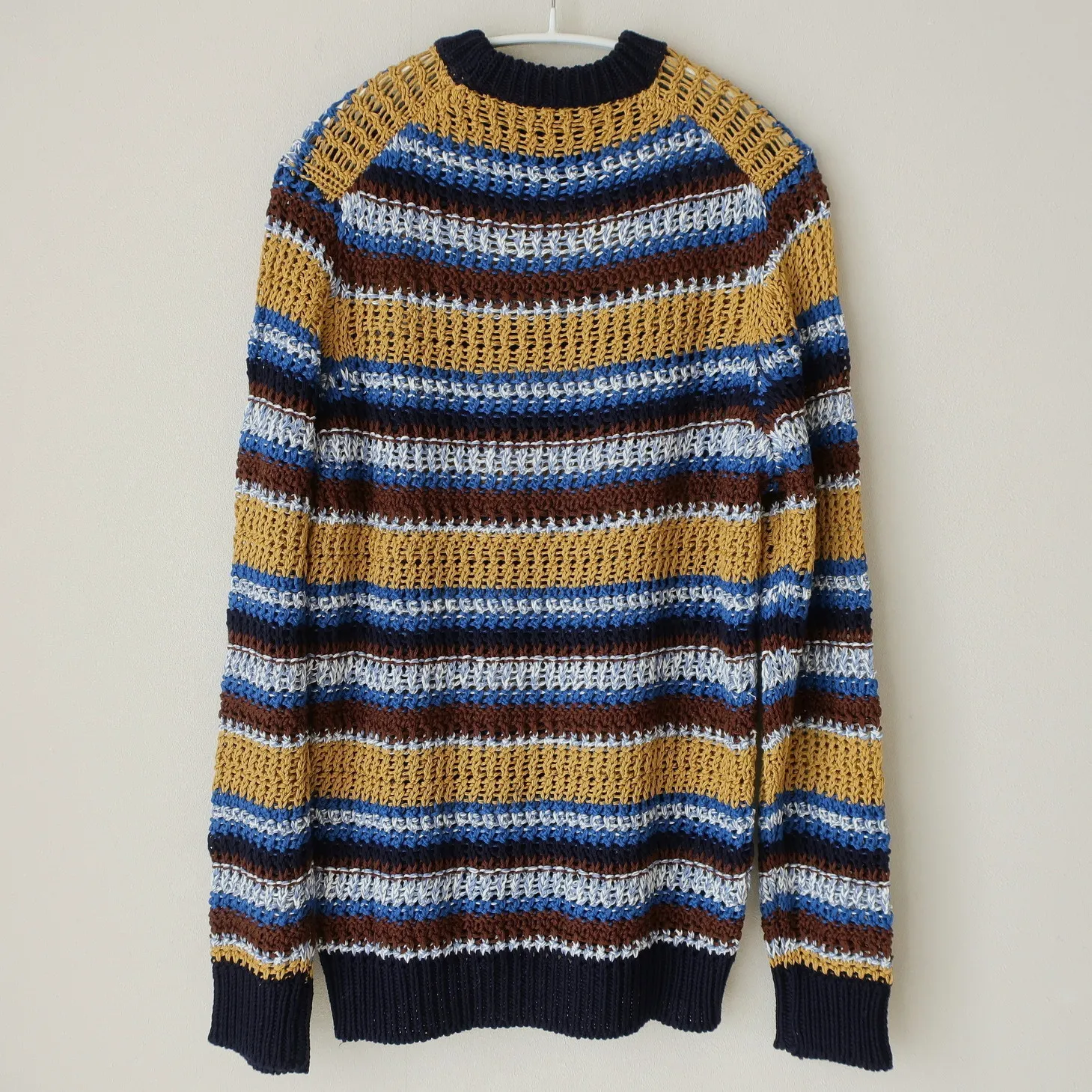 Roberto Collina  |Stripes Wool U-Neck Long Sleeves Sweaters