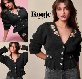 Rouje  |Flower Patterns Casual Style Wool Rib Blended Fabrics