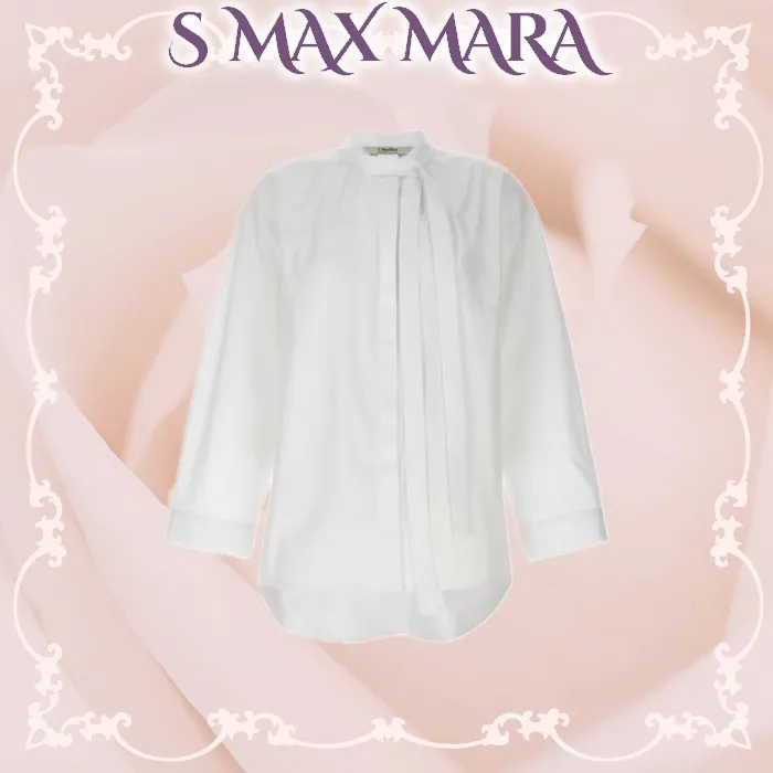 S Max Mara  |Long Sleeves Plain Cotton Shirts & Blouses