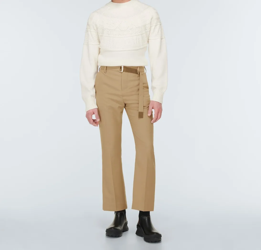 sacai  |U-Neck Long Sleeves Plain Cotton Designers Sweaters