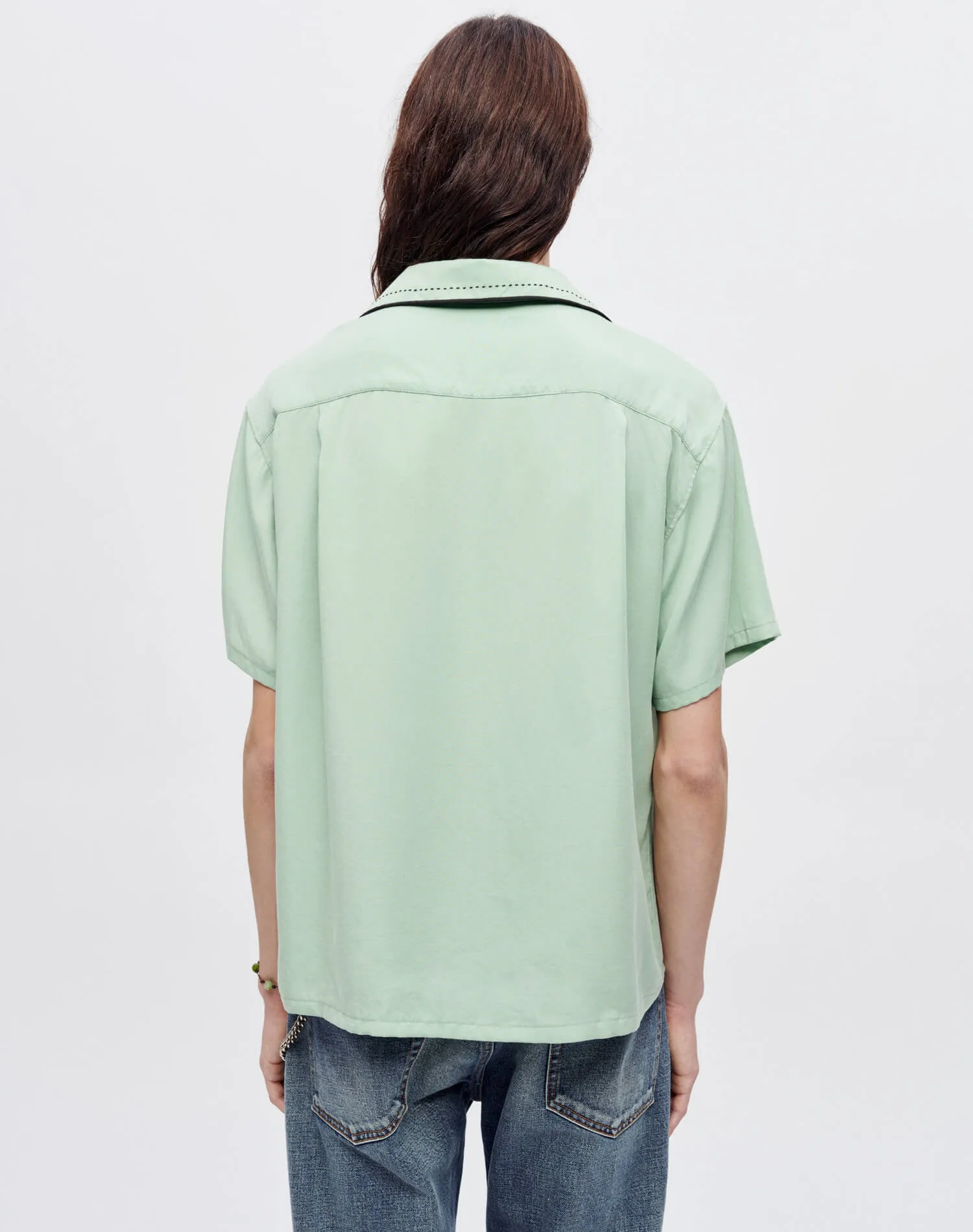 Sashiko Bowling Shirt - Pale Green