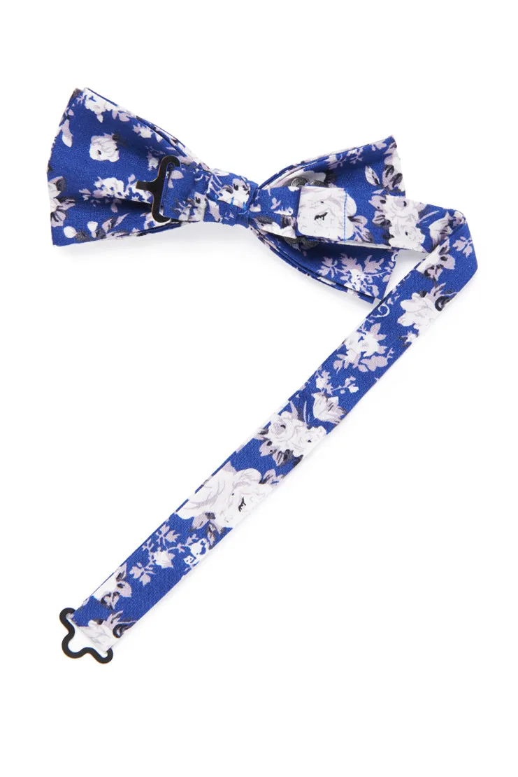 Shabby Chic Floral Bow Tie - Royal Blue