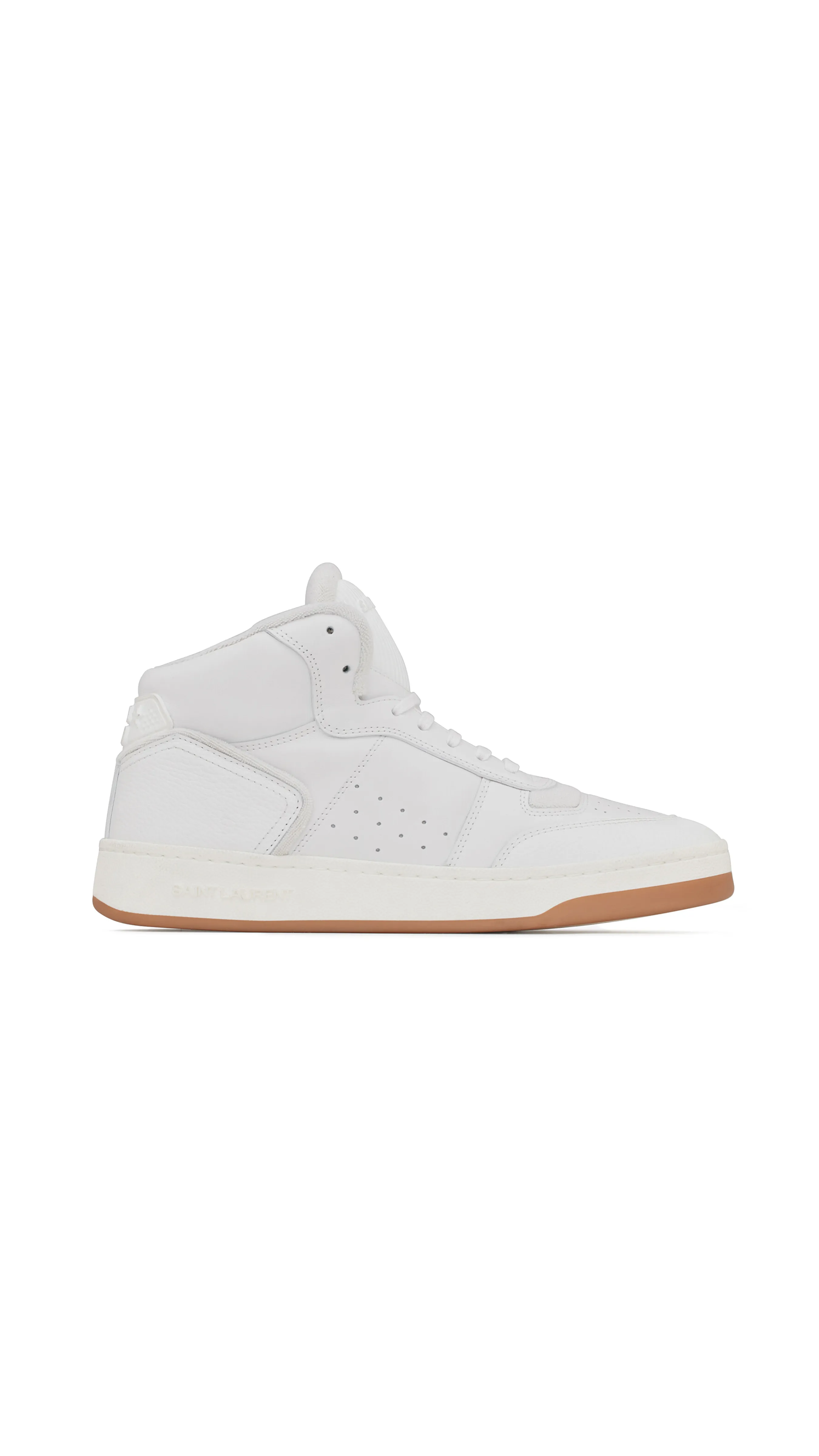 SL/80 Mid-top Sneakers in Smooth and Grained Leather - Vintage White